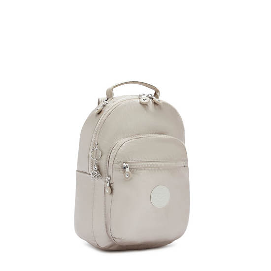 Kipling Seoul Small Metallic Tablet Ryggsäck Beige | SE 1352BE